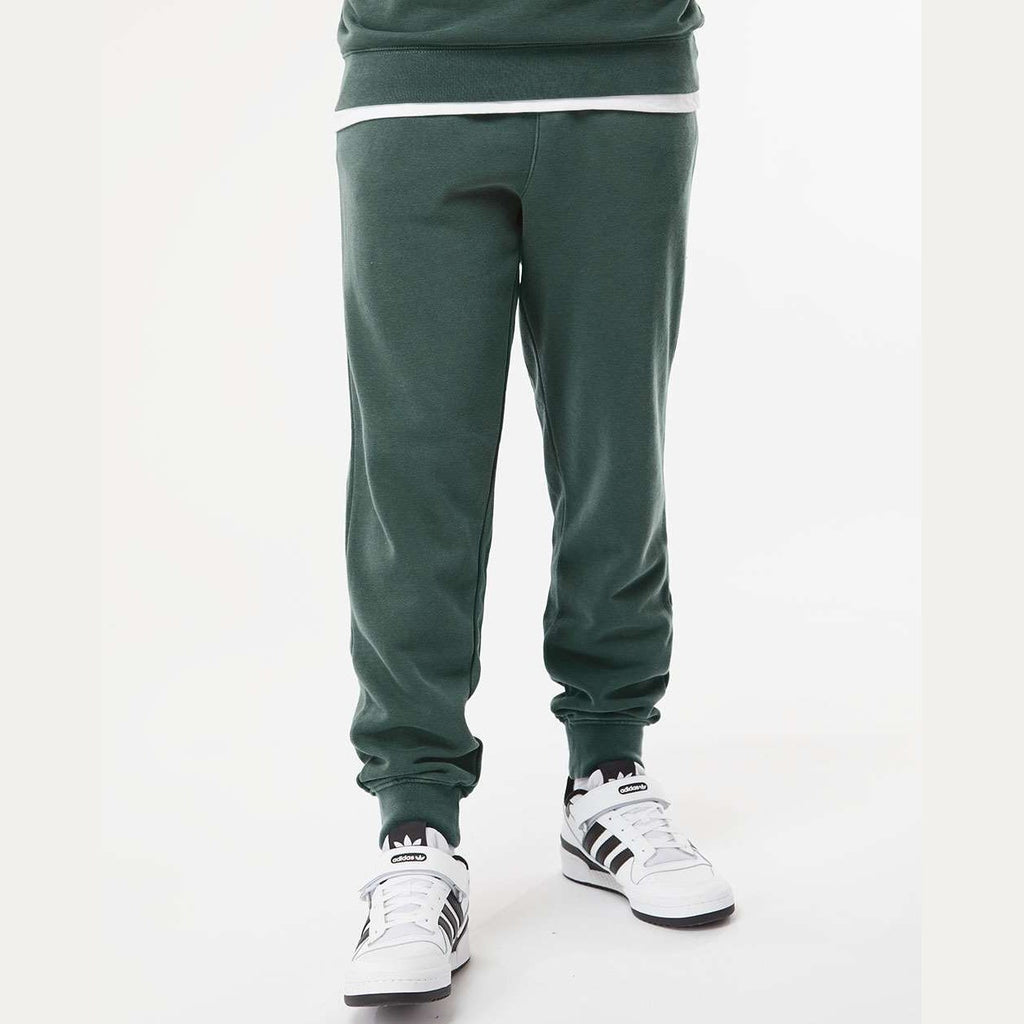Independent Trading Co. Unisex Pigment-Dyed Fleece Sweatpants - Pigment Alpine Green - On Model Front
