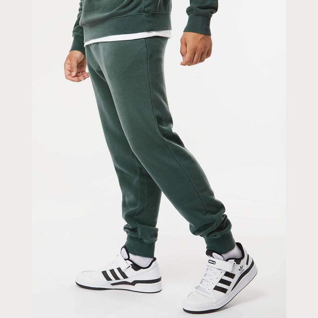 Independent Trading Co. Unisex Pigment-Dyed Fleece Sweatpants - Pigment Alpine Green - On Model Side