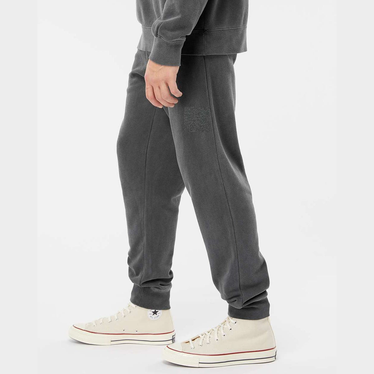 Independent Trading Co. Unisex Pigment-Dyed Fleece Sweatpants - Pigment Black - On Model Side