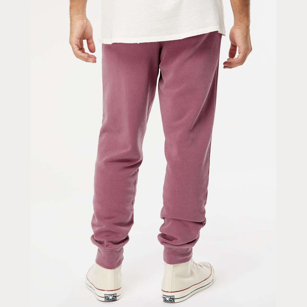 Independent Trading Co. Unisex Pigment-Dyed Fleece Sweatpants - Pigment Maroon - On Model Back