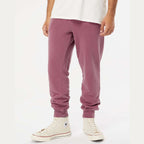 Independent Trading Co. Unisex Pigment-Dyed Fleece Sweatpants - Pigment Maroon - On Model Front