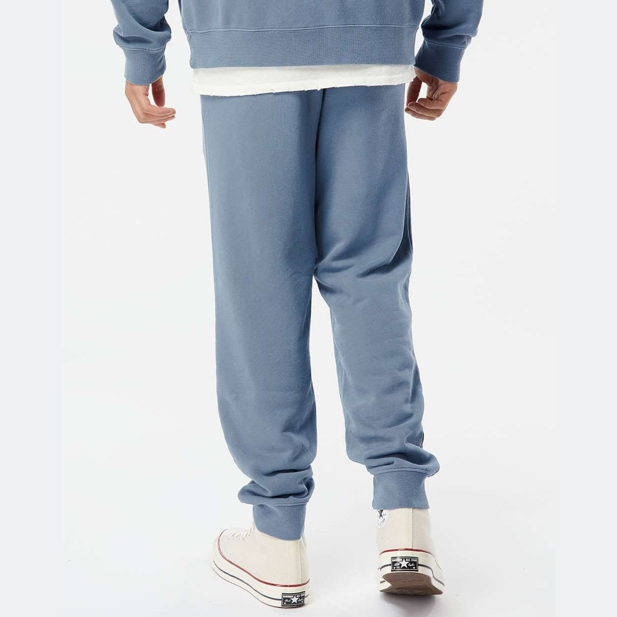 Independent Trading Co. Unisex Pigment-Dyed Fleece Sweatpants - Pigment Slate Blue - On Model Back