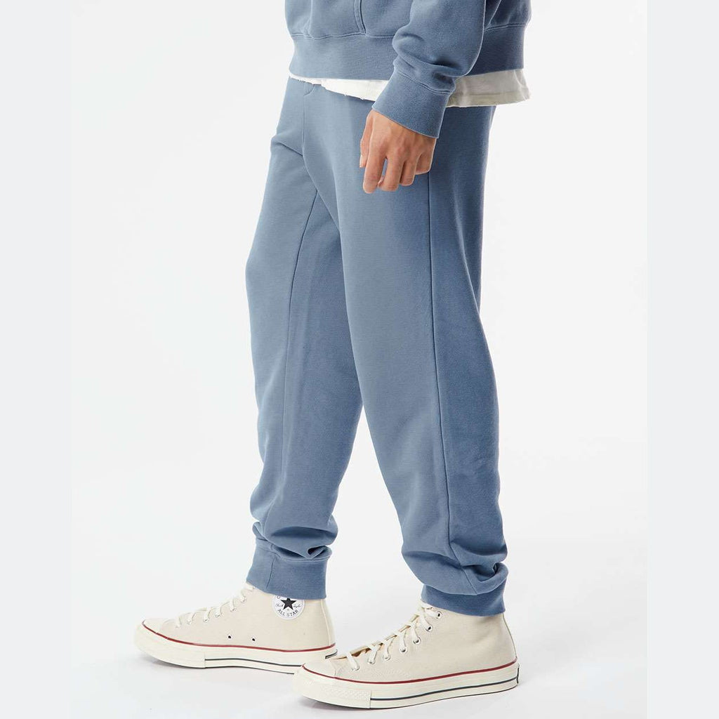 Independent Trading Co. Unisex Pigment-Dyed Fleece Sweatpants - Pigment Slate Blue - On Model Side