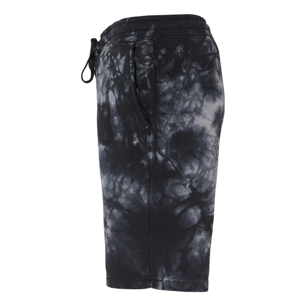 Independent Trading Co. Unisex Tie-Dyed Fleece Shorts - Tie Dye Black - Direct Side