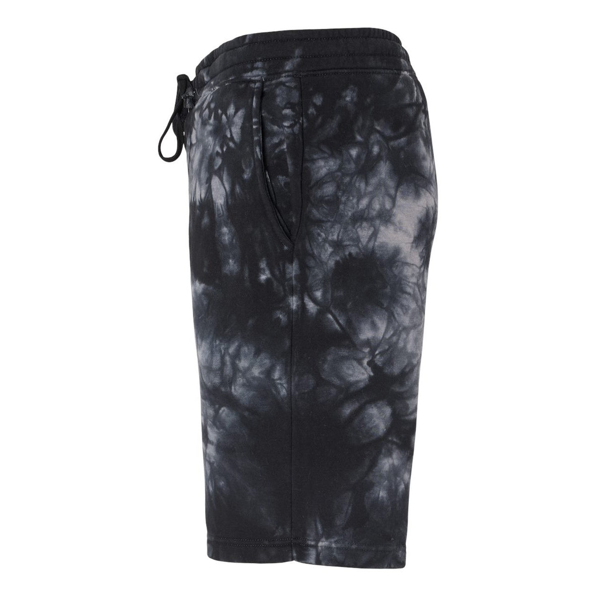 Independent Trading Co. Unisex Tie-Dyed Fleece Shorts - Tie Dye Black - Direct Side