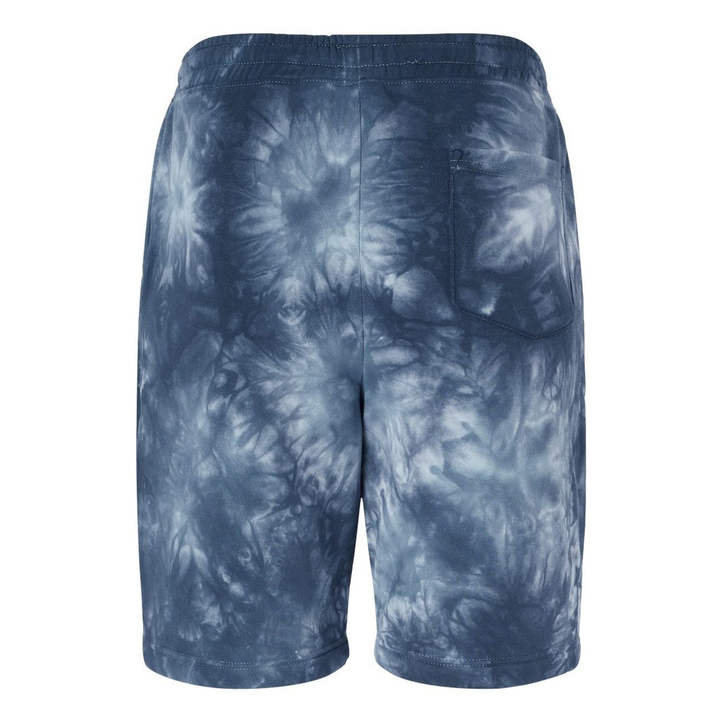 Independent Trading Co. Unisex Tie-Dyed Fleece Shorts - Tie Dye Navy - Back