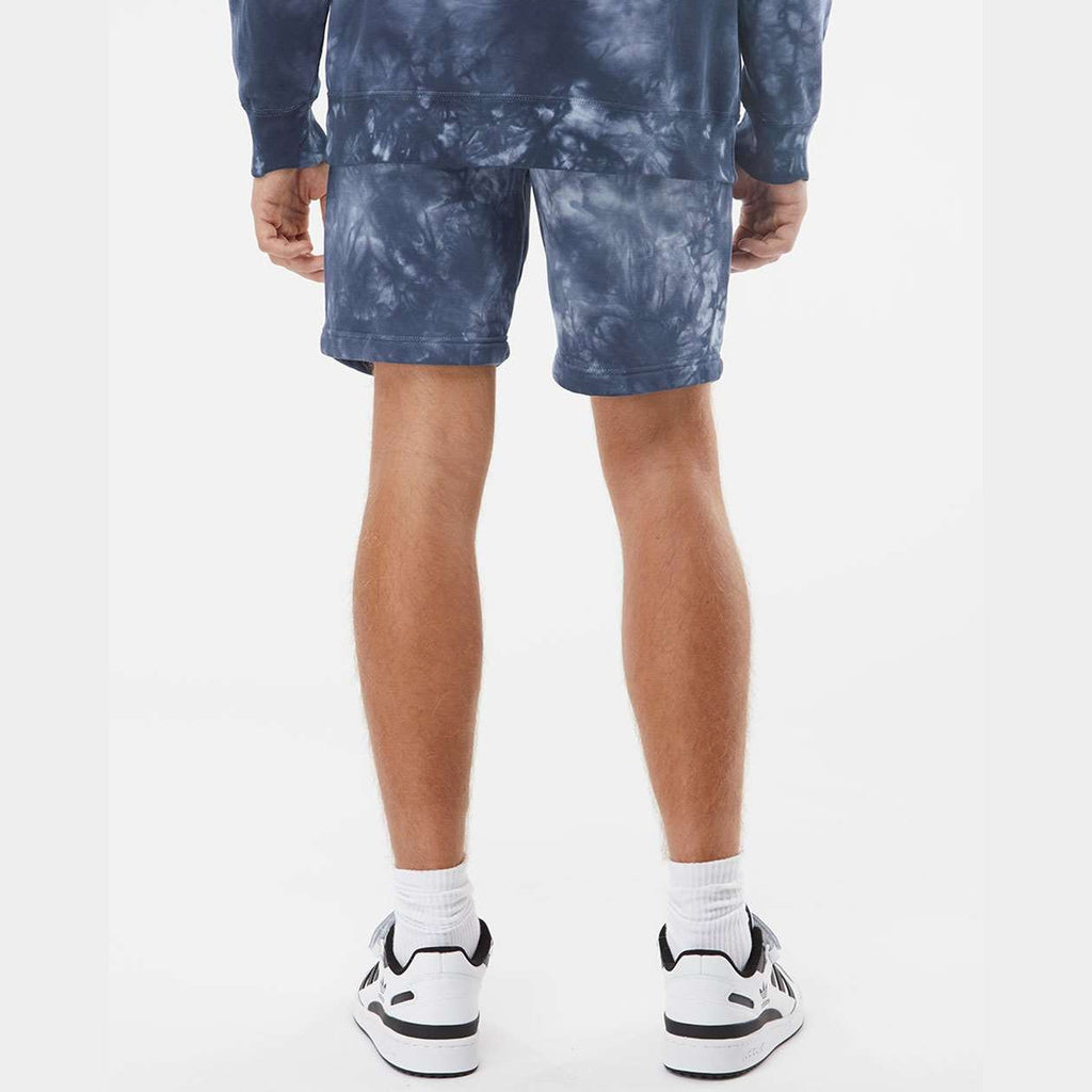Independent Trading Co. Unisex Tie-Dyed Fleece Shorts - Tie Dye Navy - On Model Back