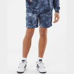Independent Trading Co. Unisex Tie-Dyed Fleece Shorts - Tie Dye Navy - On Model Front