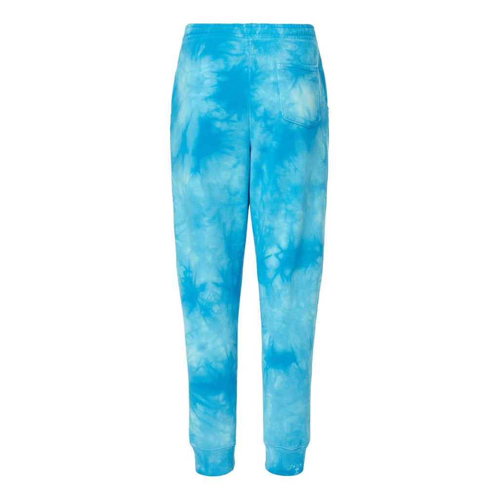 Independent Trading Co. Unisex Tie-Dyed Fleece Sweatpants - Tie Dye Aqua Blue - Back