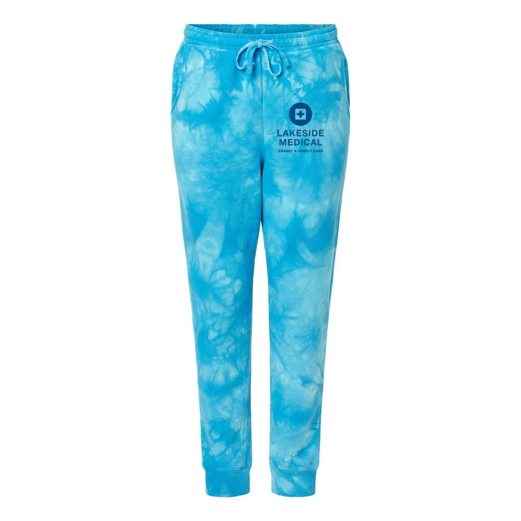 Independent Trading Co. Unisex Tie-Dyed Fleece Sweatpants - Tie Dye Aqua Blue - Front