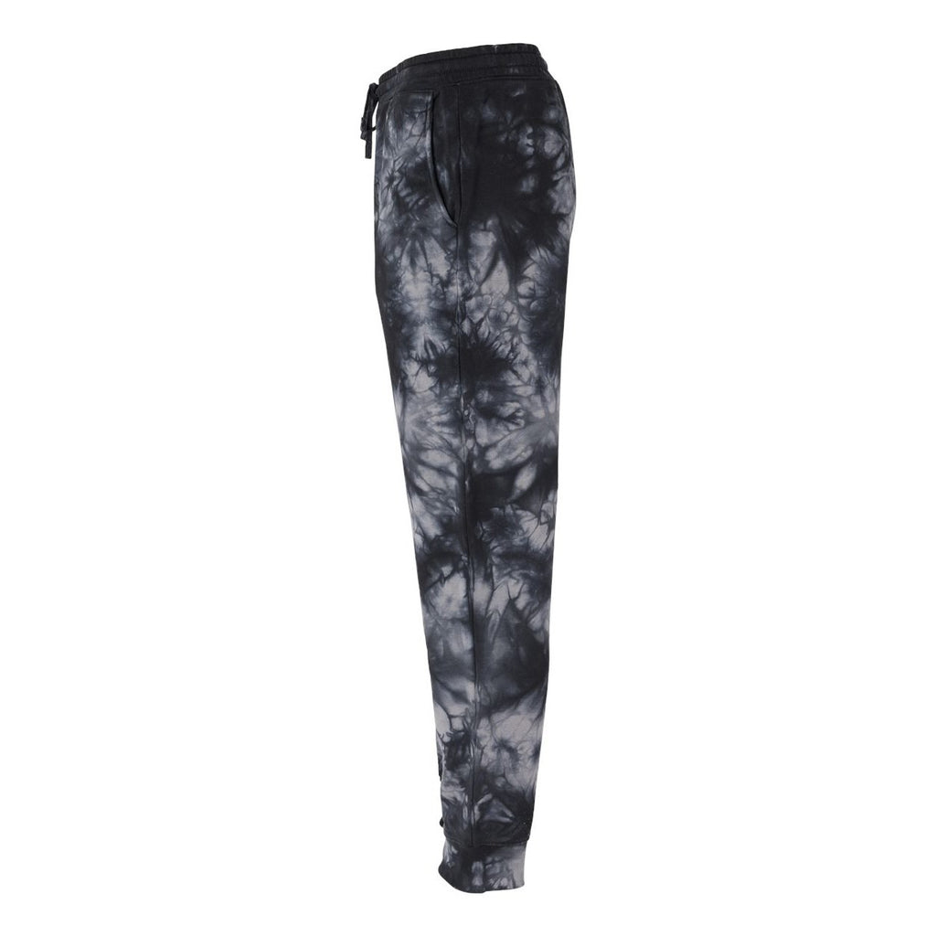 Independent Trading Co. Unisex Tie-Dyed Fleece Sweatpants - Tie Dye Black - Direct Side