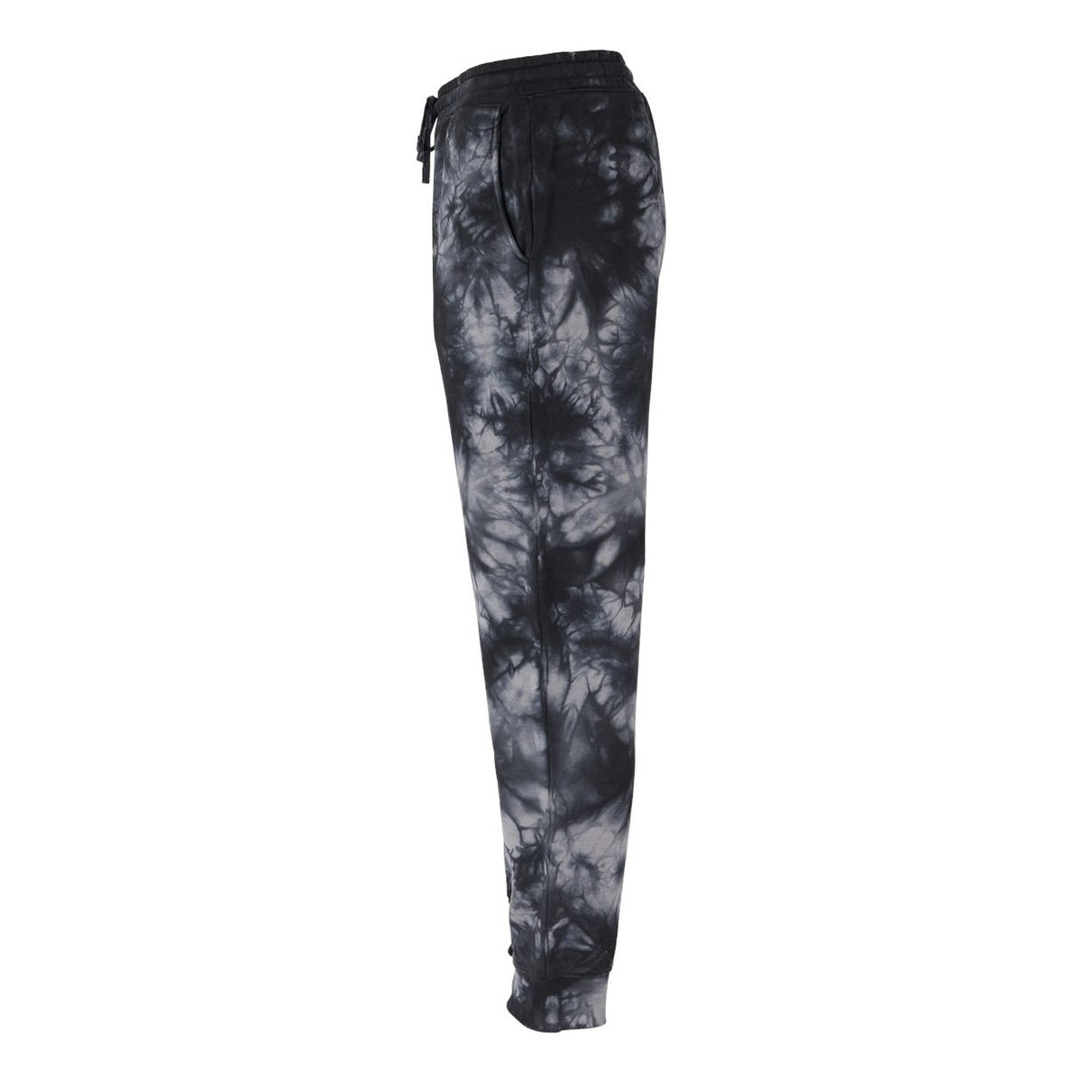 Independent Trading Co. Unisex Tie-Dyed Fleece Sweatpants - Tie Dye Black - Direct Side