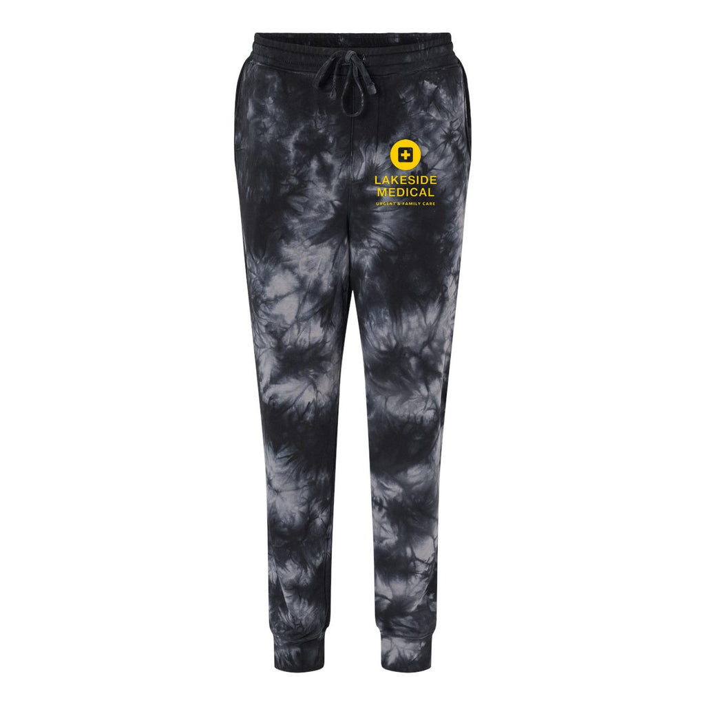 Independent Trading Co. Unisex Tie-Dyed Fleece Sweatpants - Tie Dye Black - Front