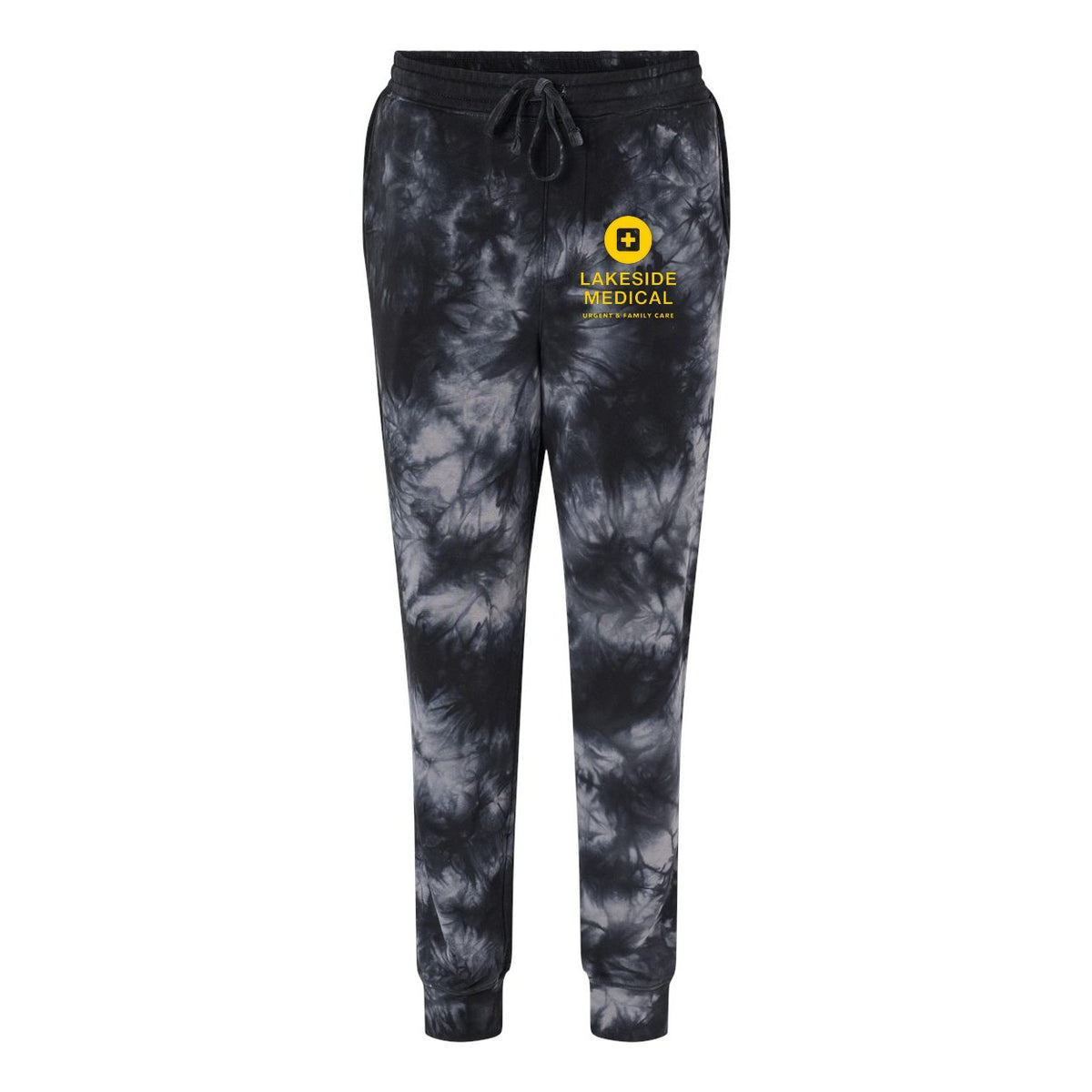 Independent Trading Co. Unisex Tie-Dyed Fleece Sweatpants - Tie Dye Black - Front
