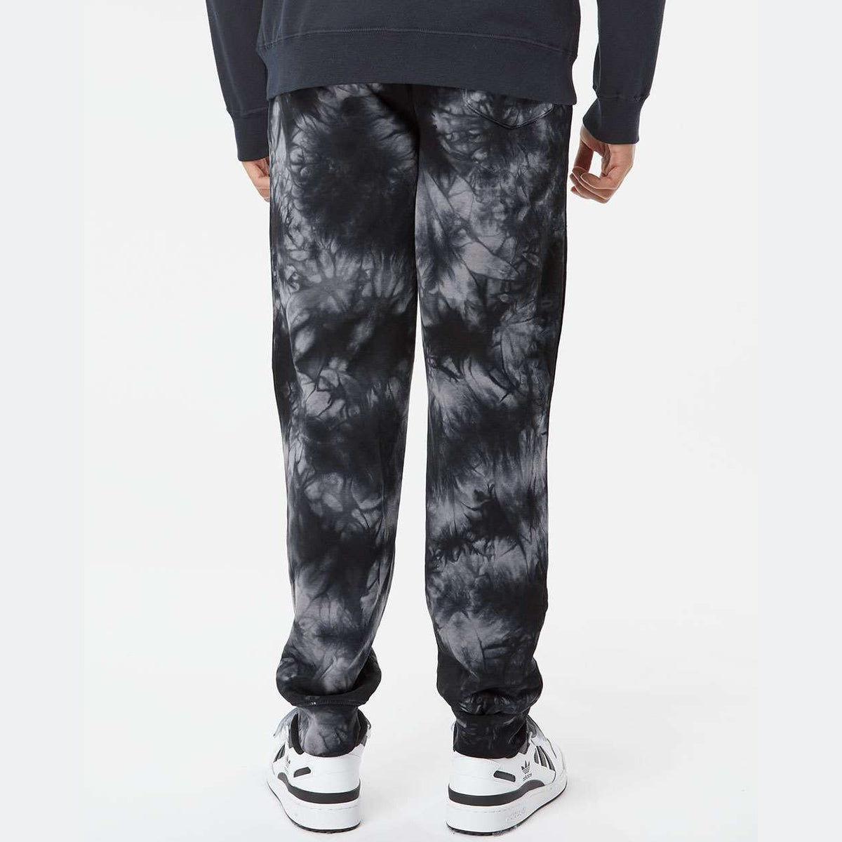 Independent Trading Co. Unisex Tie-Dyed Fleece Sweatpants - Tie Dye Black - On Model Back