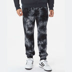 Independent Trading Co. Unisex Tie-Dyed Fleece Sweatpants - Tie Dye Black - On Model Front