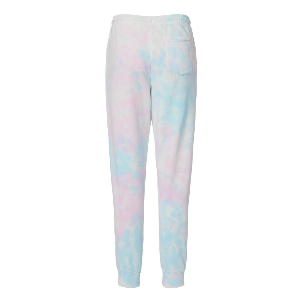 Independent Trading Co. Unisex Tie-Dyed Fleece Sweatpants - Tie Dye Cotton Candy - Back