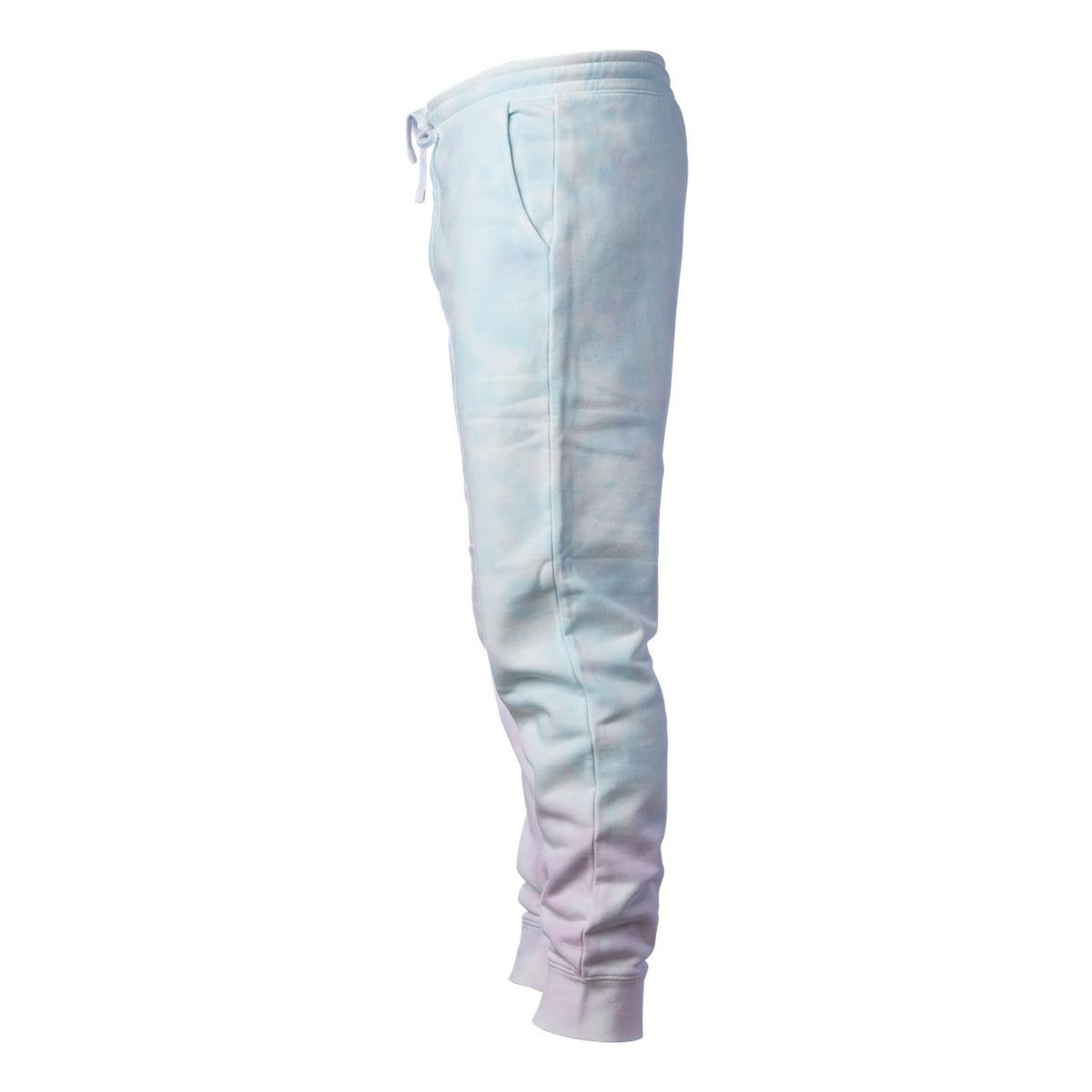 Independent Trading Co. Unisex Tie-Dyed Fleece Sweatpants - Tie Dye Cotton Candy - Direct Side