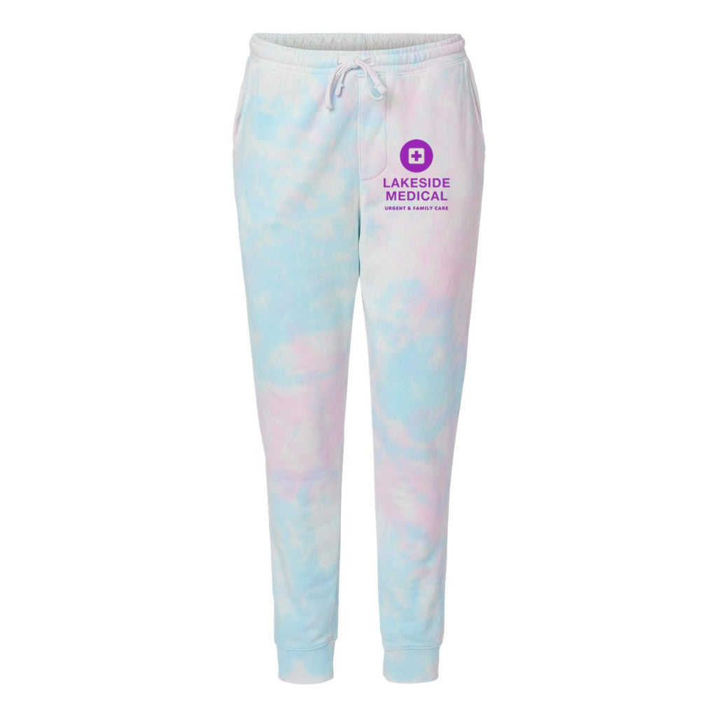 Independent Trading Co. Unisex Tie-Dyed Fleece Sweatpants - Tie Dye Cotton Candy - Front