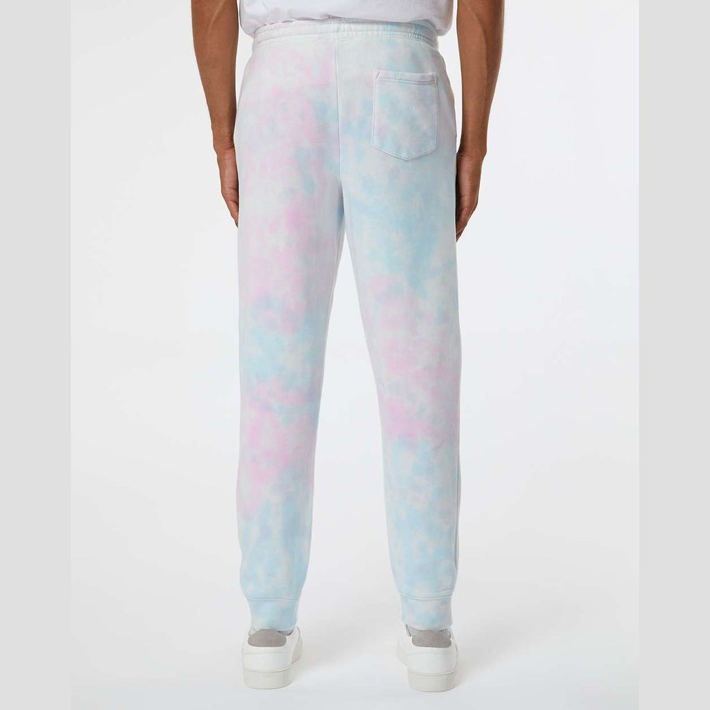 Independent Trading Co. Unisex Tie-Dyed Fleece Sweatpants - Tie Dye Cotton Candy - On Model Back