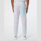 Independent Trading Co. Unisex Tie-Dyed Fleece Sweatpants - Tie Dye Cotton Candy - On Model Back