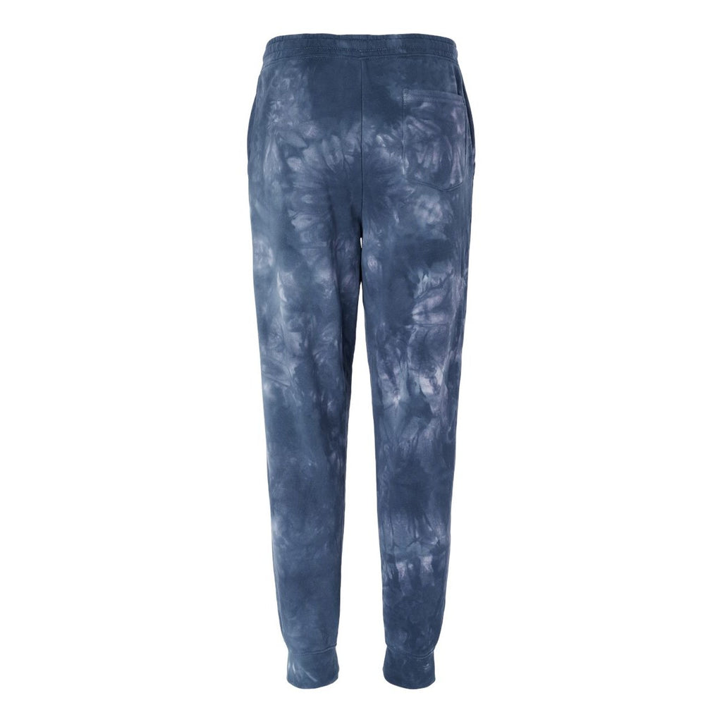 Independent Trading Co. Unisex Tie-Dyed Fleece Sweatpants - Tie Dye Navy - Back
