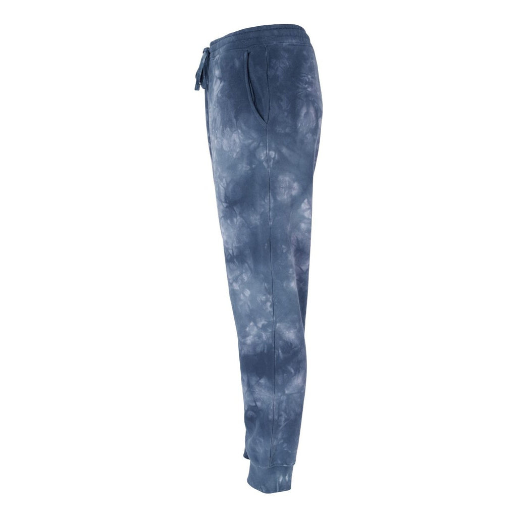 Independent Trading Co. Unisex Tie-Dyed Fleece Sweatpants - Tie Dye Navy - Direct Side