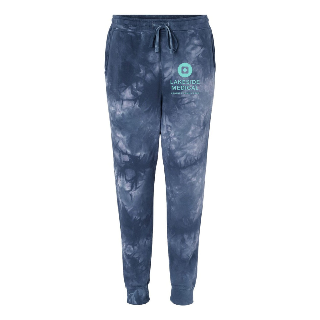 Independent Trading Co. Unisex Tie-Dyed Fleece Sweatpants - Tie Dye Navy - Front