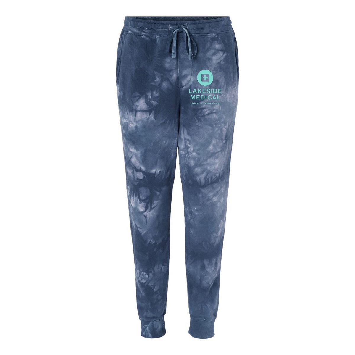 Independent Trading Co. Unisex Tie-Dyed Fleece Sweatpants - Tie Dye Navy - Front