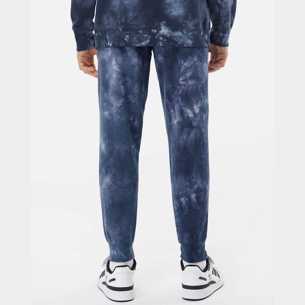 Independent Trading Co. Unisex Tie-Dyed Fleece Sweatpants - Tie Dye Navy - On Model Back