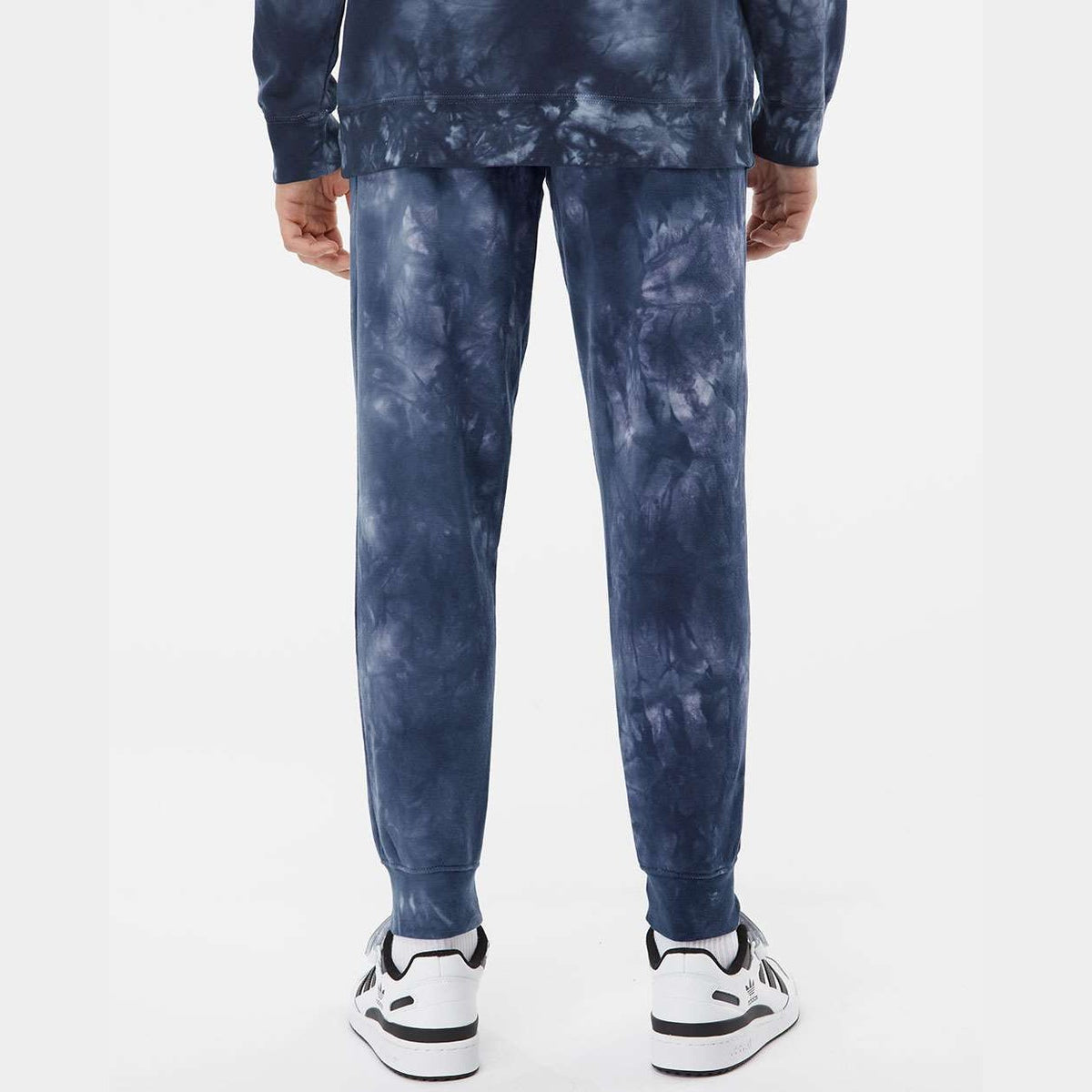 Independent Trading Co. Unisex Tie-Dyed Fleece Sweatpants - Tie Dye Navy - On Model Back