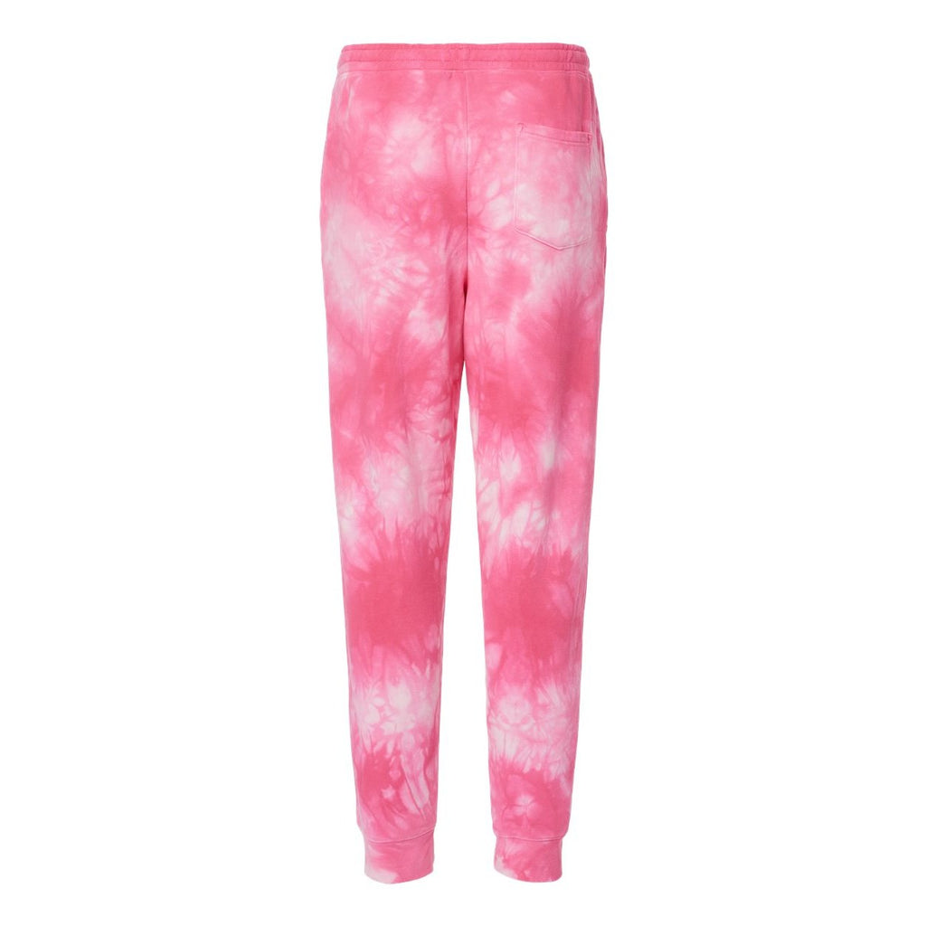 Independent Trading Co. Unisex Tie-Dyed Fleece Sweatpants - Tie Dye Pink - Back