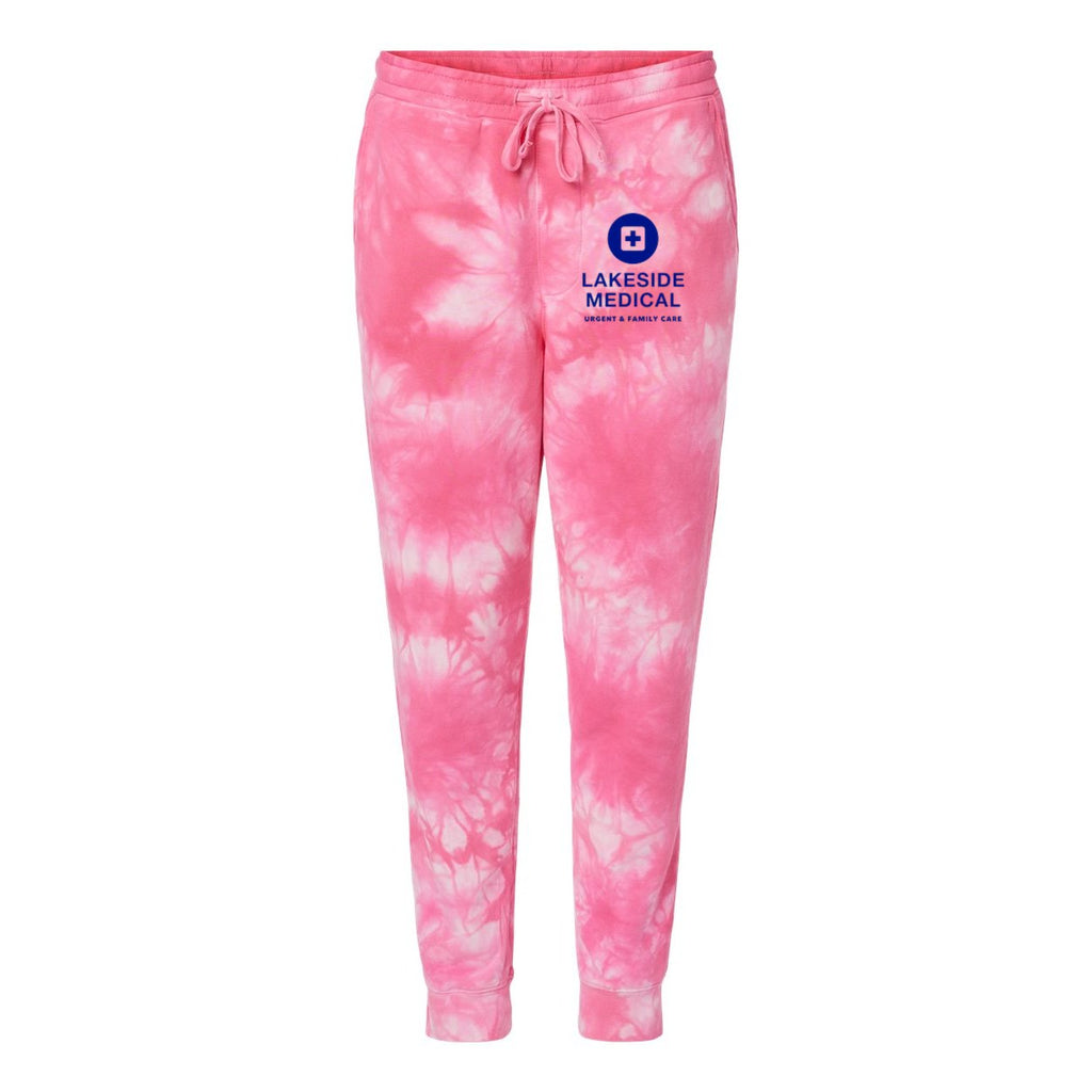 Independent Trading Co. Unisex Tie-Dyed Fleece Sweatpants - Tie Dye Pink - Front