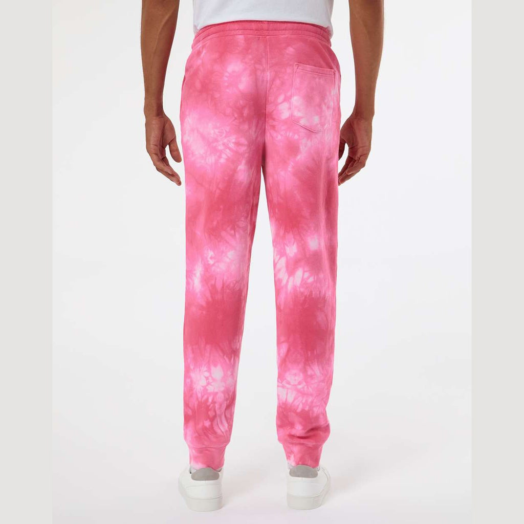 Independent Trading Co. Unisex Tie-Dyed Fleece Sweatpants - Tie Dye Pink - On Model Back