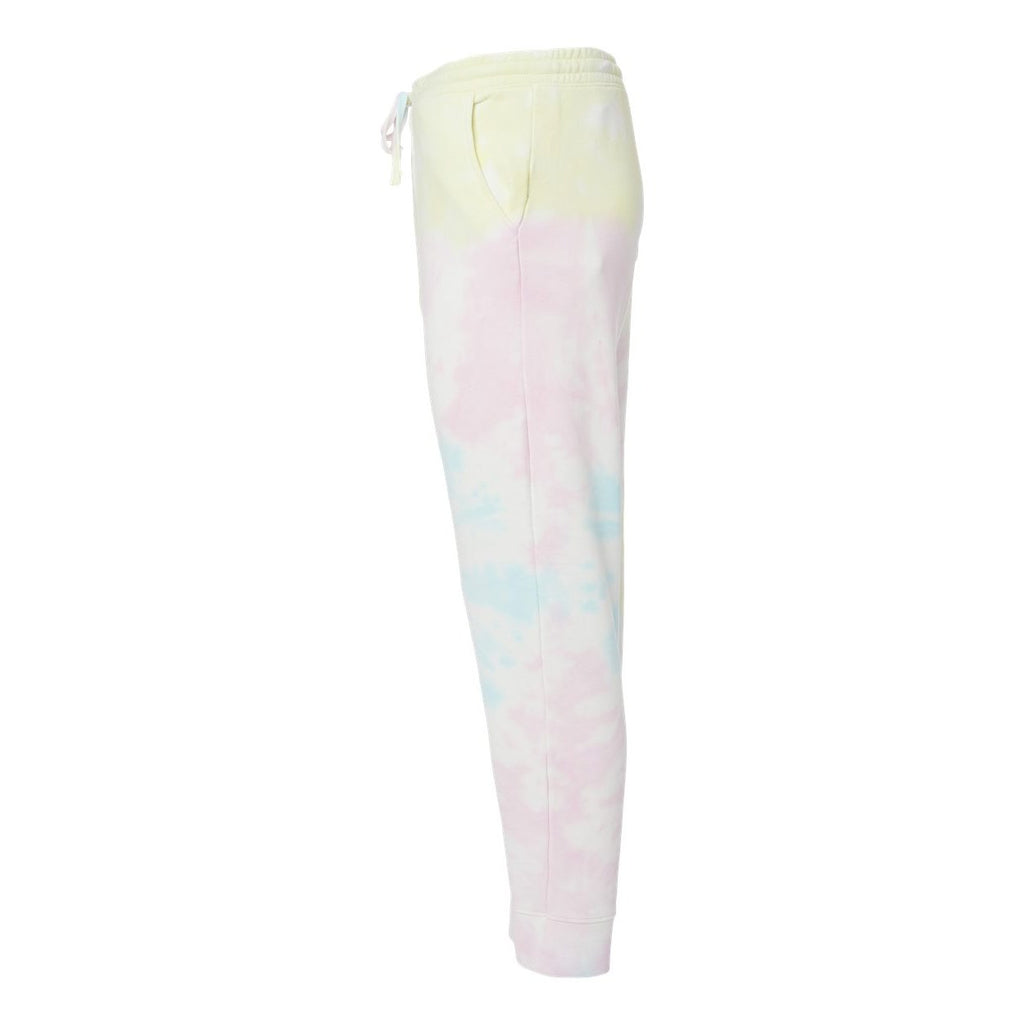 Independent Trading Co. Unisex Tie-Dyed Fleece Sweatpants - Tie Dye Sunset Swirl - Direct Side