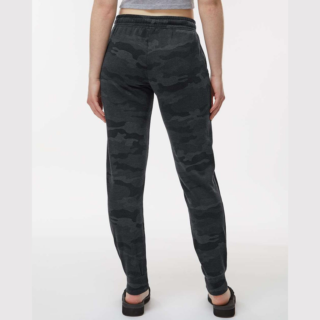 Independent Trading Co. Women's California Wave Wash Sweatpants - Black Camo Heather - On Model Back