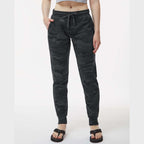 Independent Trading Co. Women's California Wave Wash Sweatpants - Black Camo Heather - On Model Front