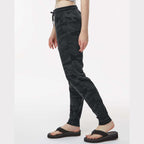 Independent Trading Co. Women's California Wave Wash Sweatpants - Black Camo Heather - On Model Side