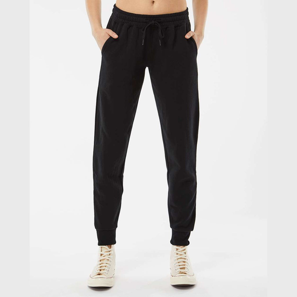 Independent Trading Co. Women's California Wave Wash Sweatpants - Black - On Model Front