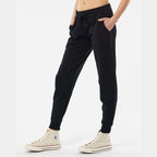 Independent Trading Co. Women's California Wave Wash Sweatpants - Black - On Model Side