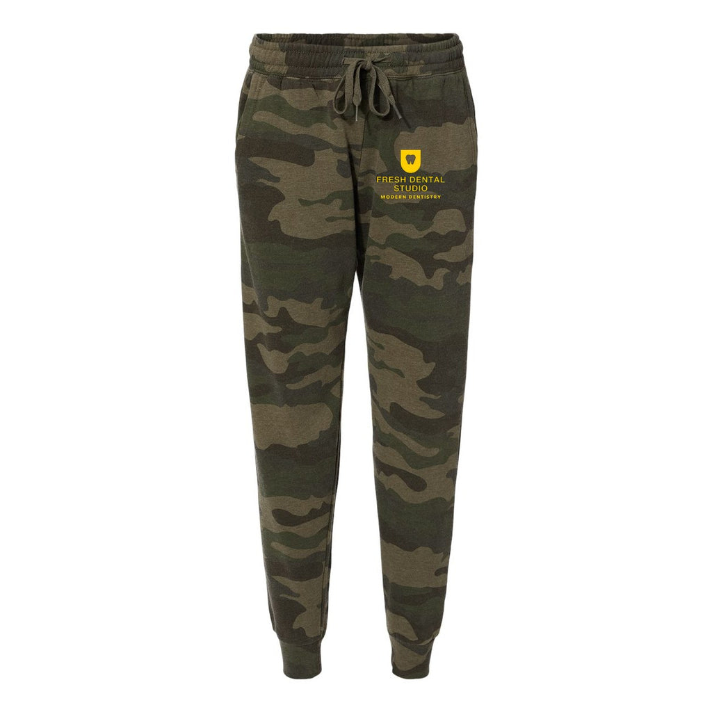Independent Trading Co. Women's California Wave Wash Sweatpants - Forest Camo Heather - Front