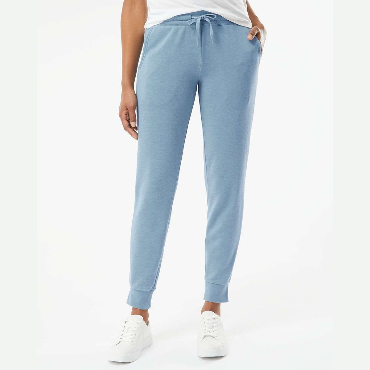 Independent Trading Co. Women's California Wave Wash Sweatpants - Misty Blue - On Model Front