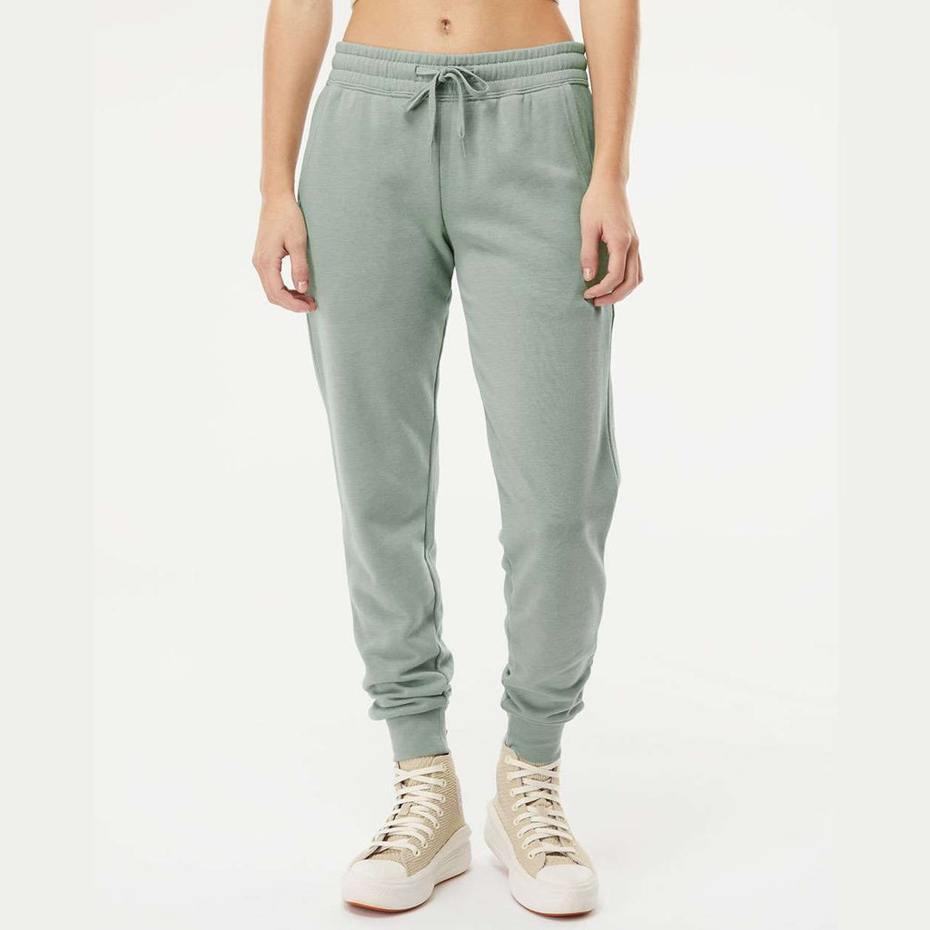 Independent Trading Co. Women's California Wave Wash Sweatpants - Sage - On Model Front