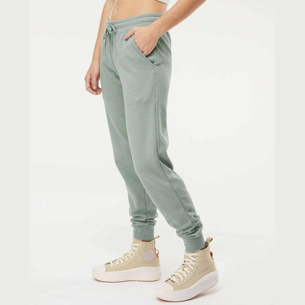 Independent Trading Co. Women's California Wave Wash Sweatpants - Sage - On Model Side