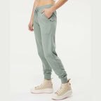 Independent Trading Co. Women's California Wave Wash Sweatpants - Sage - On Model Side