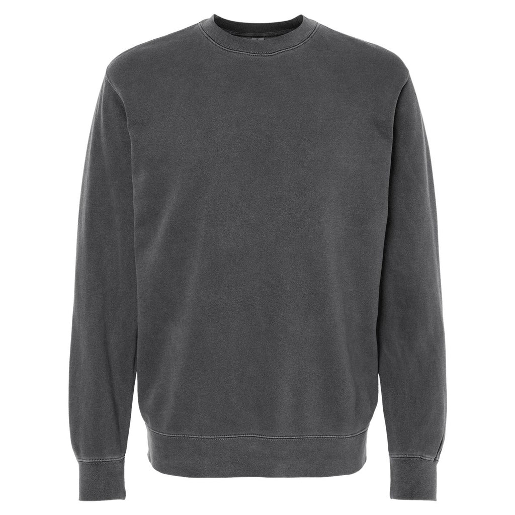 Independent Trading Unisex Midweight Pigment Dyed Crew Neck - Black - Front