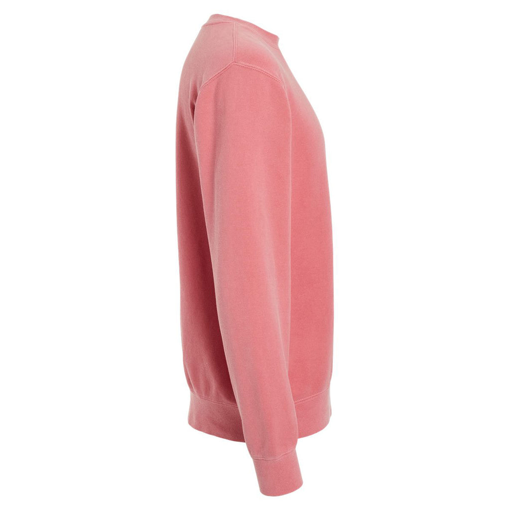 Independent Trading Unisex Midweight Pigment Dyed Crew Neck - Pink - Side