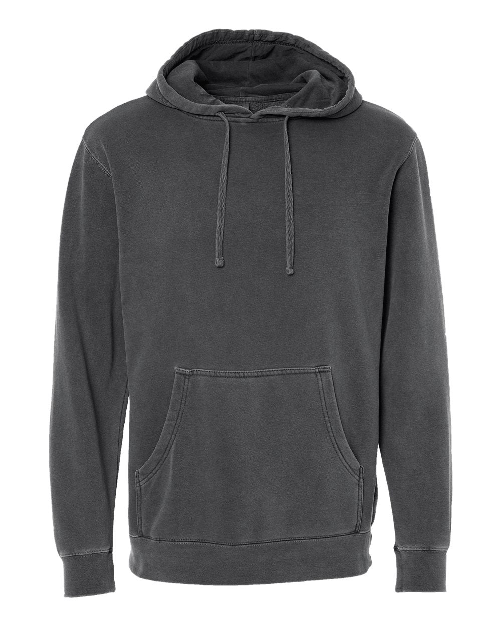 Independent Trading Unisex Midweight Pigment Dyed Hoodie - Black - Front