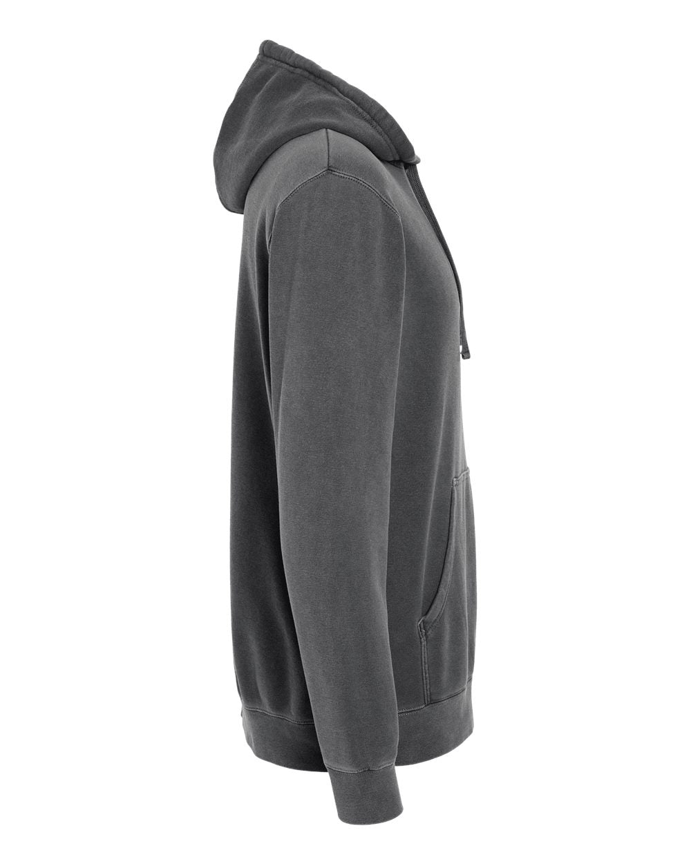 Independent Trading Unisex Midweight Pigment Dyed Hoodie - Black - Side