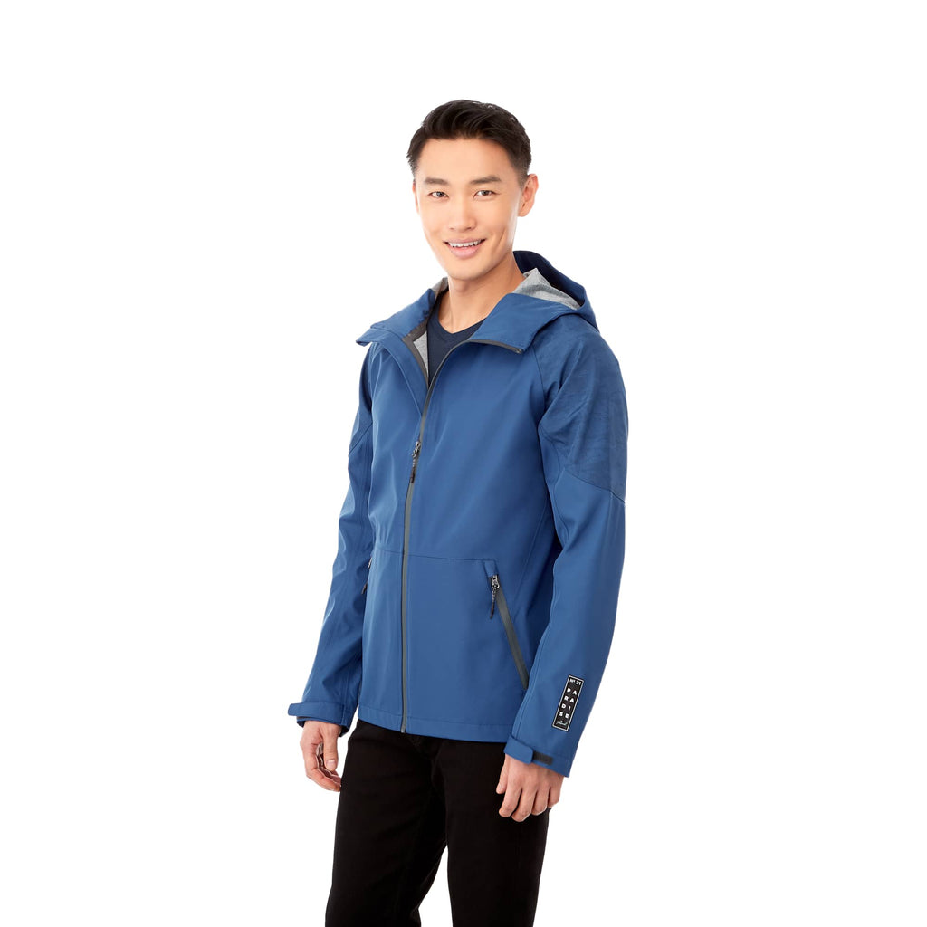 Index Waterproof Softshell Rain Jacket for Men Laser Engraving - New Royal - On Model